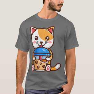 Kawaii Cat Boba Tea Buble Tea Anime Japanese Neko  T-Shirt