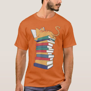 Kawaii Cat Books Gift Womens  T-Shirt