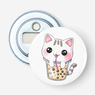 Kawaii cat bubble tea bottle opener