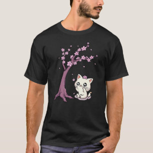 Kawaii Cat Cherry Blossom Anime Kitten Sakura Japa T-Shirt