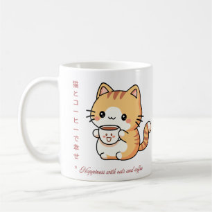 Kawaii Cat & Coffee Japanese Art Mug