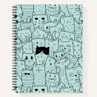 Kawaii Cat Doodles Pattern Notebook