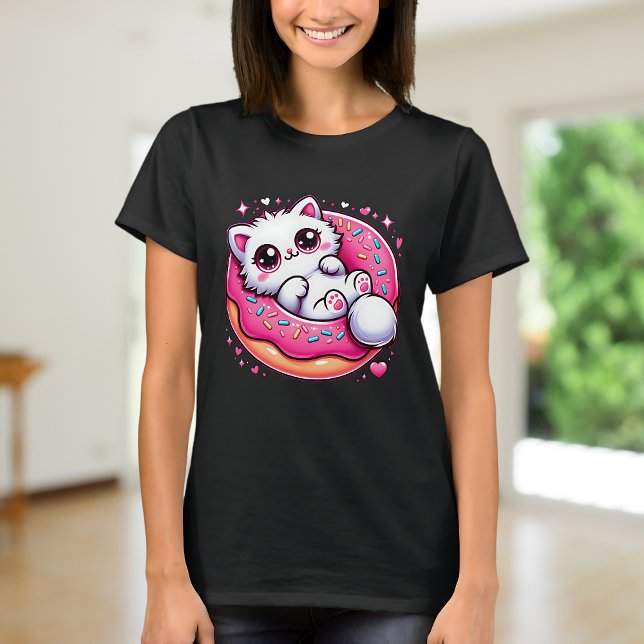 Kawaii Cat Doughnut Anime Lover Otaku Cute T-Shirt (Creator Uploaded)