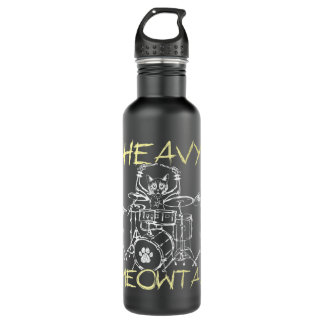 Kawaii Cat Drummer Heavy Meow Metal Music Lover Ro 710 Ml Water Bottle