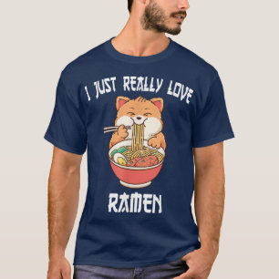 Kawaii cat eat ramen Japanese Anime Noodles T-Shirt