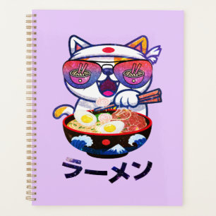 Kawaii Cat Eating Ramen – Cute Japanese Noodles Planner