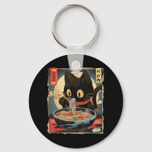 Kawaii Cat Eating Ramen Noodles Anime Gift Girls T Key Ring