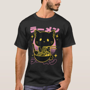 Kawaii Cat Eating Ramen Noodles Anime Neko Girls g T-Shirt