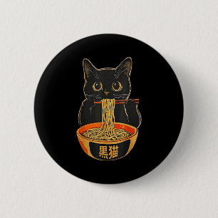 Kawaii Cat Eating Ramen Noodles Funny Anime Gift G 6 Cm Round Badge