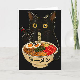 Kawaii Cat Eating Ramen Noodles Funny Anime Gift G Card