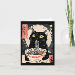 Kawaii Cat Eating Ramen Noodles Funny Anime Gift G Card