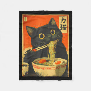 Kawaii Cat Eating Ramen Noodles Funny Anime Gift G Fleece Blanket