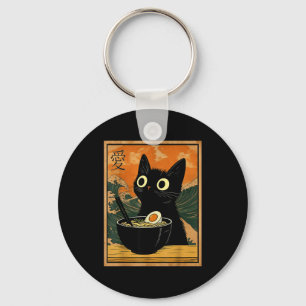 Kawaii Cat Eating Ramen Noodles Funny Anime Gift G Key Ring