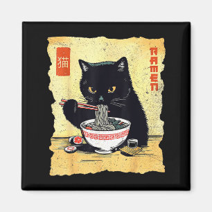 Kawaii Cat Eating Ramen Noodles Funny Anime Gift G Magnet