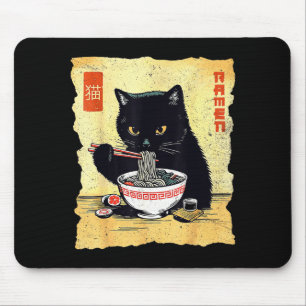 Kawaii Cat Eating Ramen Noodles Funny Anime Gift G Mouse Pad