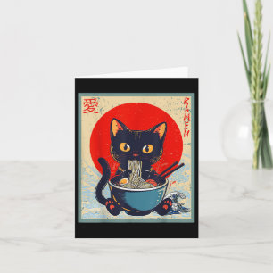 Kawaii Cat Eating Ramen Noodles Funny Anime Girls Card