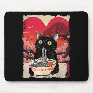 Kawaii Cat Eating Ramen Noodles Ramen Is My Valent Mouse Pad