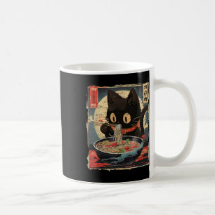 Kawaii Cat Eating Ramen Noodles Vintage Japanese M Coffee Mug