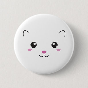 Kawaii cat face 6 cm round badge