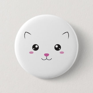 Kawaii cat face 6 cm round badge
