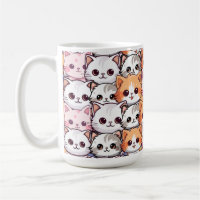 Kawaii Cat feline Kitten pet face doodle print pat