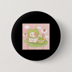 Kawaii Cat Frog Strawberry Retro 90s Cottagecore A 6 Cm Round Badge