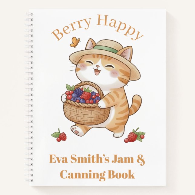 Kawaii Cat Gardener Summer Berry Notebook (Front)