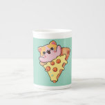 Kawaii Cat Hugging Pepperoni Pizza Cartoon Bone China Mug<br><div class="desc">cute cat,  art , pizza lover gift kawaii food funny kitten cartoon pepperoni pizza slice food humor cat mom gift anime style animal happy vibes food art</div>