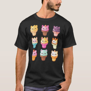 Kawaii Cat Ice Cream Sweets Food Lover T-Shirt
