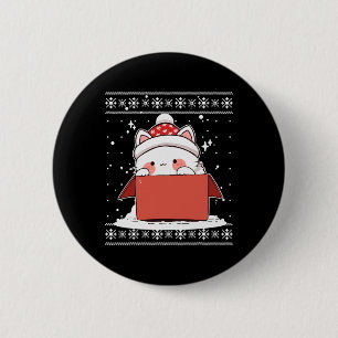 Kawaii Cat In A Box Christmas Cute Anime Teens Kid 6 Cm Round Badge