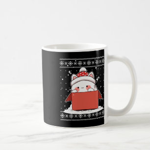 Kawaii Cat In A Box Christmas Cute Anime Teens Kid Coffee Mug