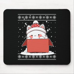 Kawaii Cat In A Box Christmas Cute Anime Teens Kid Mouse Pad