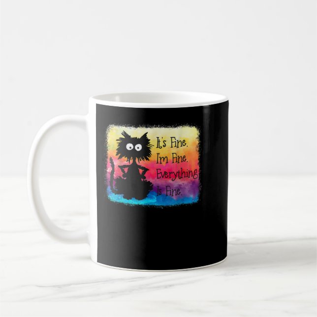 Kawaii cat Japanese black anime cat Cute T-Shirt Coffee Mug (Left)