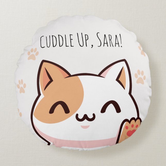 Kawaii Cat Joy Pillow (Front)