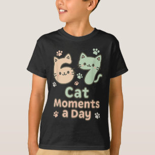 Kawaii Cat Kitten Mom 6 7 Alpha Gen Slang Six Seve T-Shirt