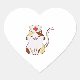 Kawaii Cat Nurse  Heart Sticker