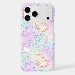Kawaii Cat Pastel Rainbow Heart Pattern