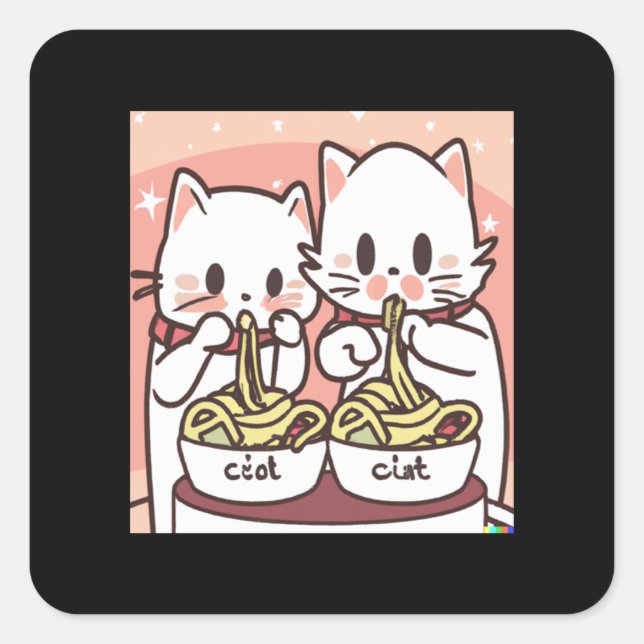 Kawaii Cat Pho Soup Noodle Asian Food Lover Gift   Square Sticker (Front)
