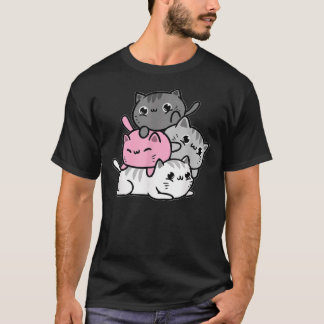 Kawaii Cat Pile Demigirl Pride T-Shirt