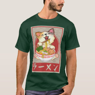 Kawaii Cat Ramen Anime Vintage Japanese Gift Girls T-Shirt