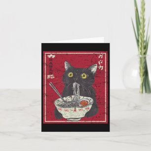 Kawaii Cat Ramen Japanese Food Funny Anime Girls T Card