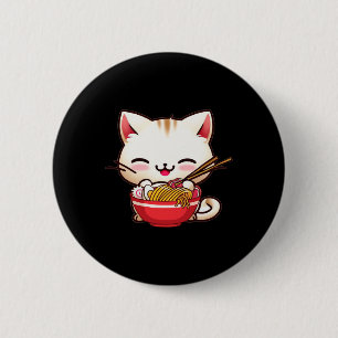 Kawaii Cat Ramen Love Japanese Food Funny Anime Gi 6 Cm Round Badge