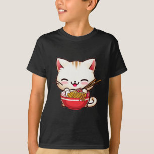 Kawaii Cat Ramen Love Japanese Food Funny Anime Gi T-Shirt
