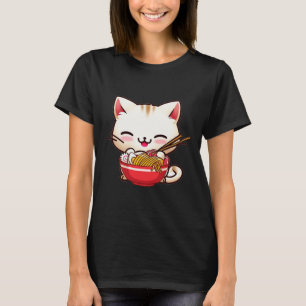 Kawaii Cat Ramen Love Japanese Food Funny Anime Gi T-Shirt