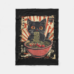 Kawaii Cat Ramen Noodle Funny Japanese Anime Manga Fleece Blanket