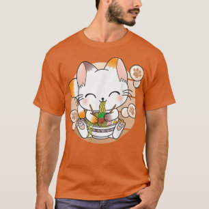 Kawaii Cat Ramen Noodles Otaku Japanese Anime Neko T-Shirt