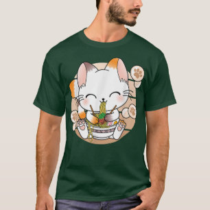 Kawaii Cat Ramen Noodles Otaku Japanese Anime Neko T-Shirt