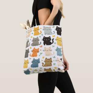 Kawaii Cat Tote Bag – Cute Cartoon Kitty Design 