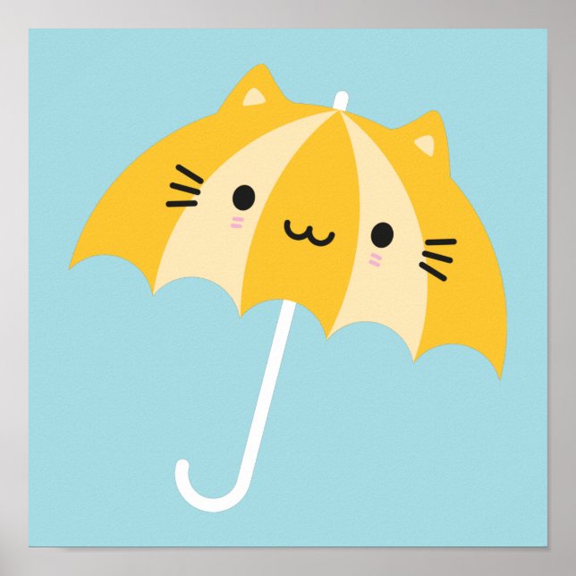 Kawaii Cat Umbrella Poster (Front)