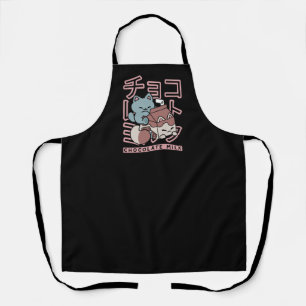 Kawaii Cat with Chocolate Milk – Japanese Pop Art  Apron